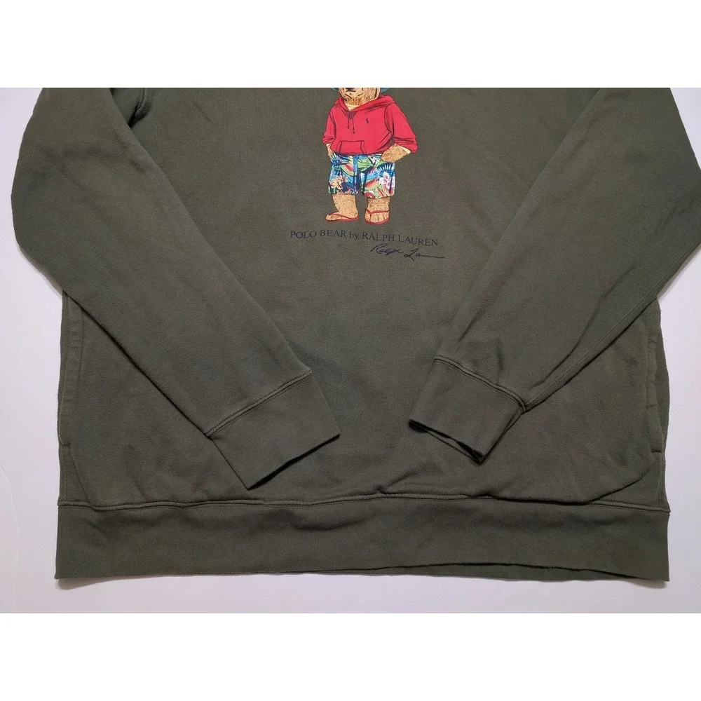 POLO RALPH LAUREN Beach Bear Pullover Hoodie Jacket Olive Green XLT XL Tall